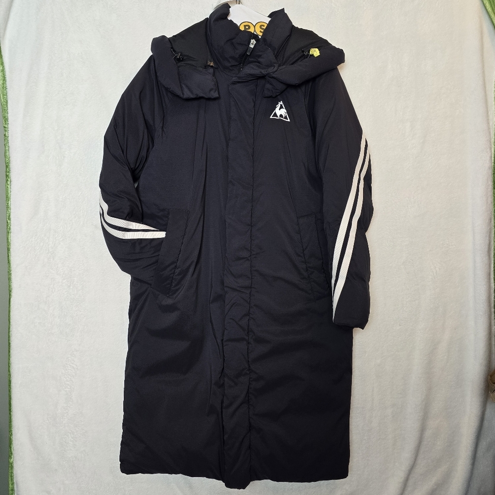 EUC Le Coq Sportif Goose Down And Feather Black Parka Coat S 90